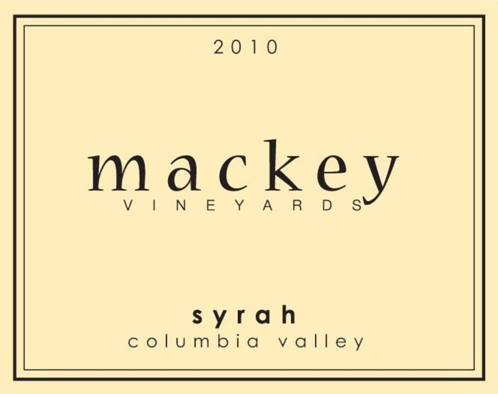 Mackey Vineyards Syrah 2010 Front Label