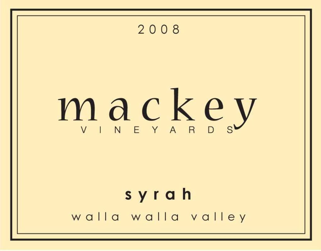 Mackey Vineyards Syrah 2008 Front Label