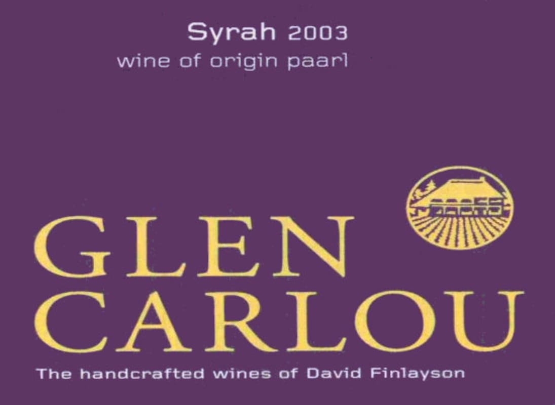 Glen Carlou Syrah 2003 Front Label
