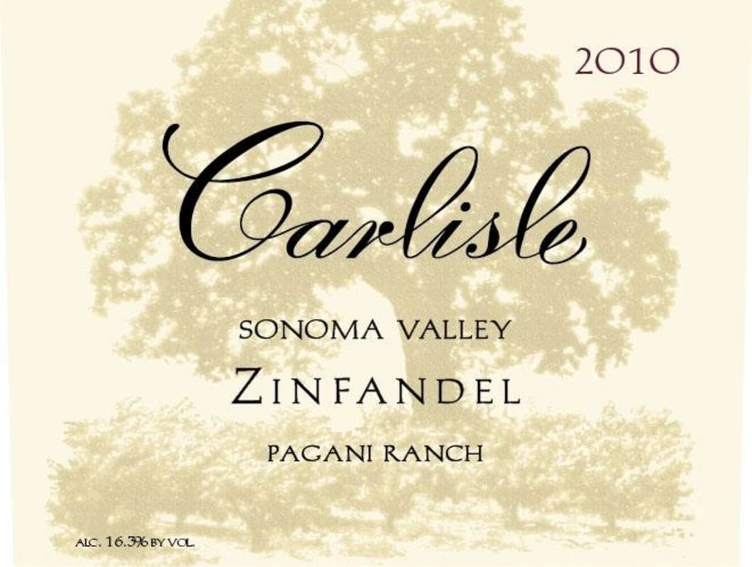 Carlisle Pagani Ranch Zinfandel 2010 Front Label