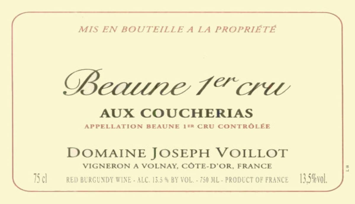 Domaine Joseph Voillot Beaune Aux Coucherias Premier Cru 2003 Front Label
