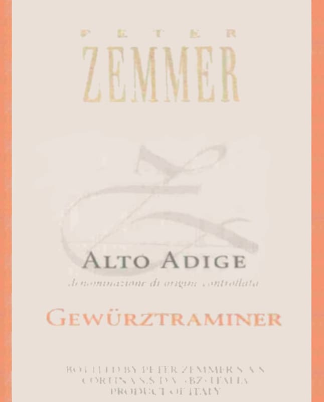 Peter Zemmer Gewurztraminer 2003 Front Label