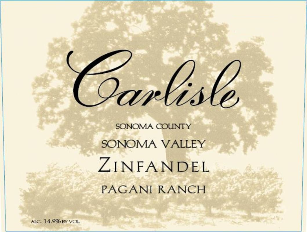 Carlisle Pagani Ranch Zinfandel 2013 Front Label