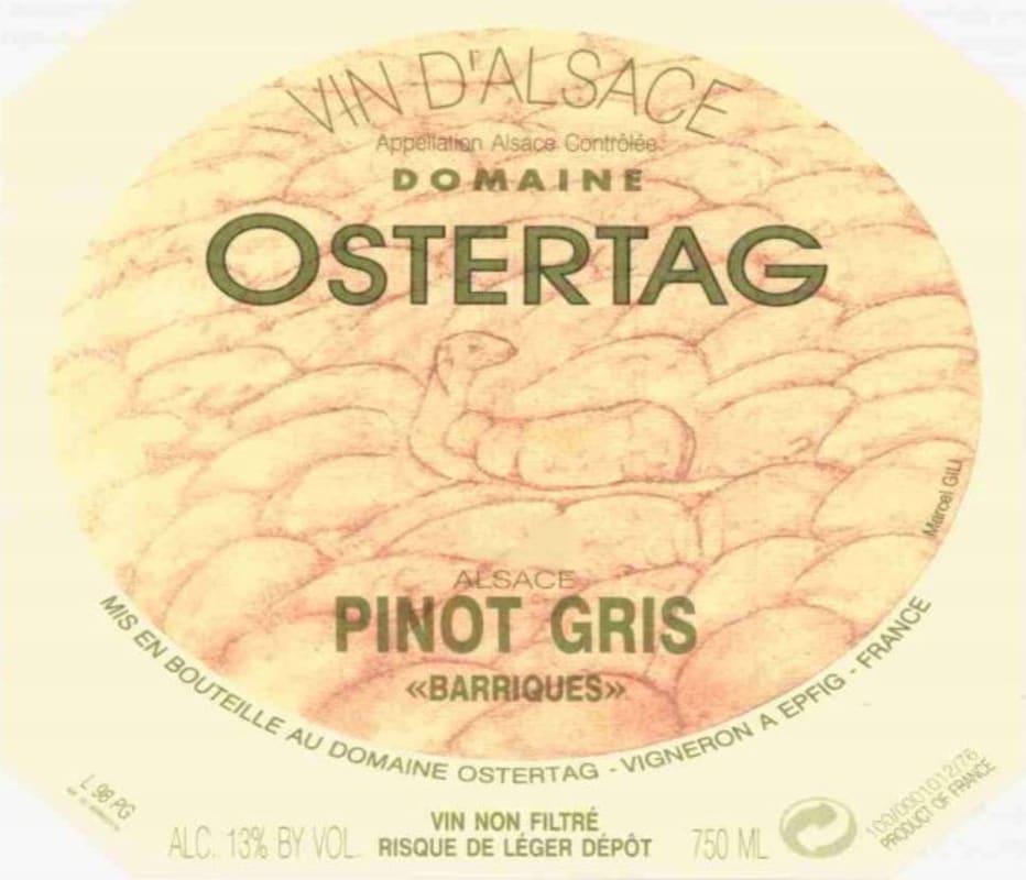 Ostertag Barriques Pinot Gris 2003 Front Label