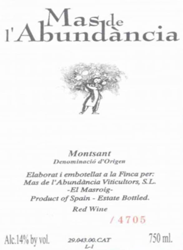 Mas de l'Abundancia Mas de l'Abundancia 2003 Front Label