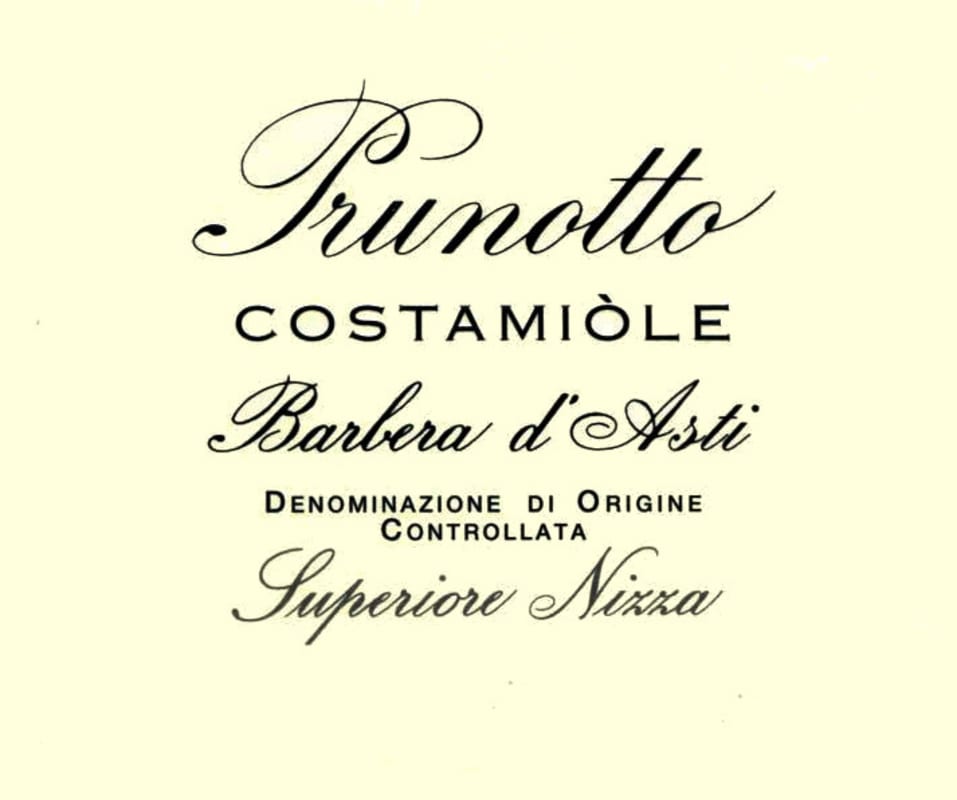 Prunotto Costamiole Barbera d'Asti 2004 Front Label