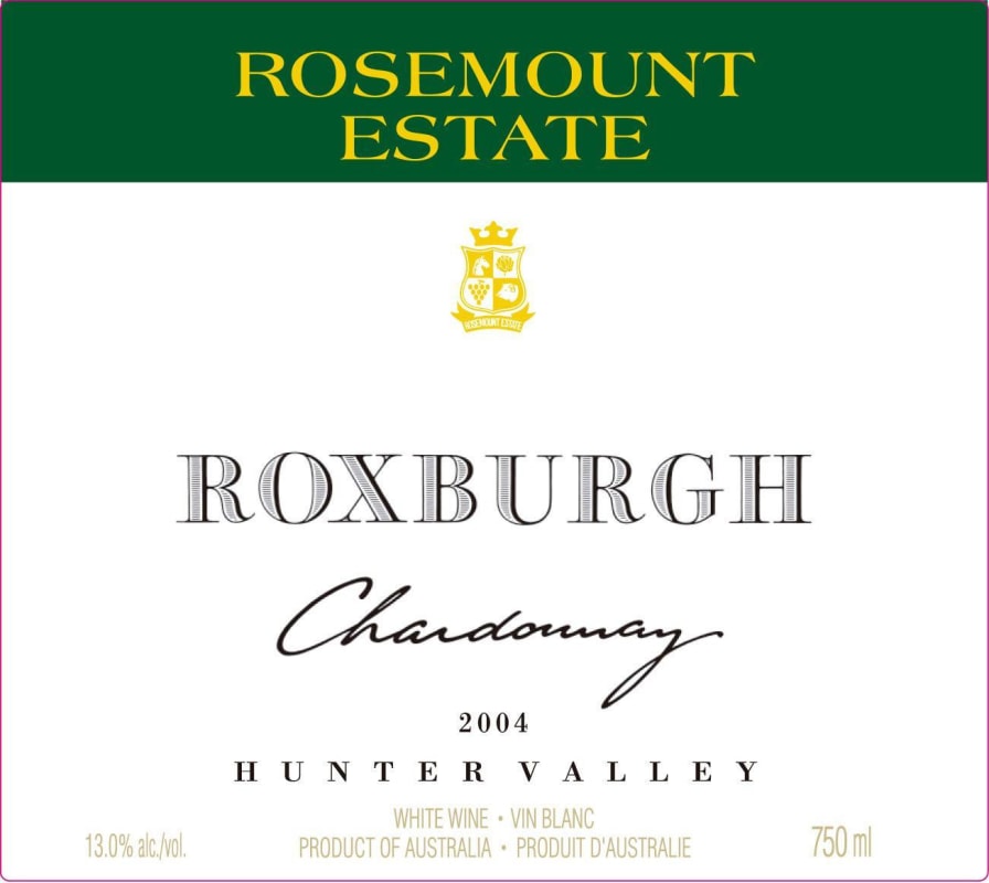 Rosemount Roxburgh Chardonnay 2004 Front Label