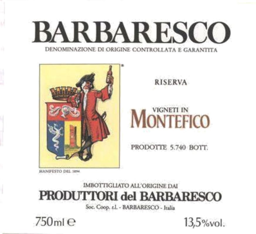 Produttori del Barbaresco Barbaresco Montefico Riserva 2004 Front Label