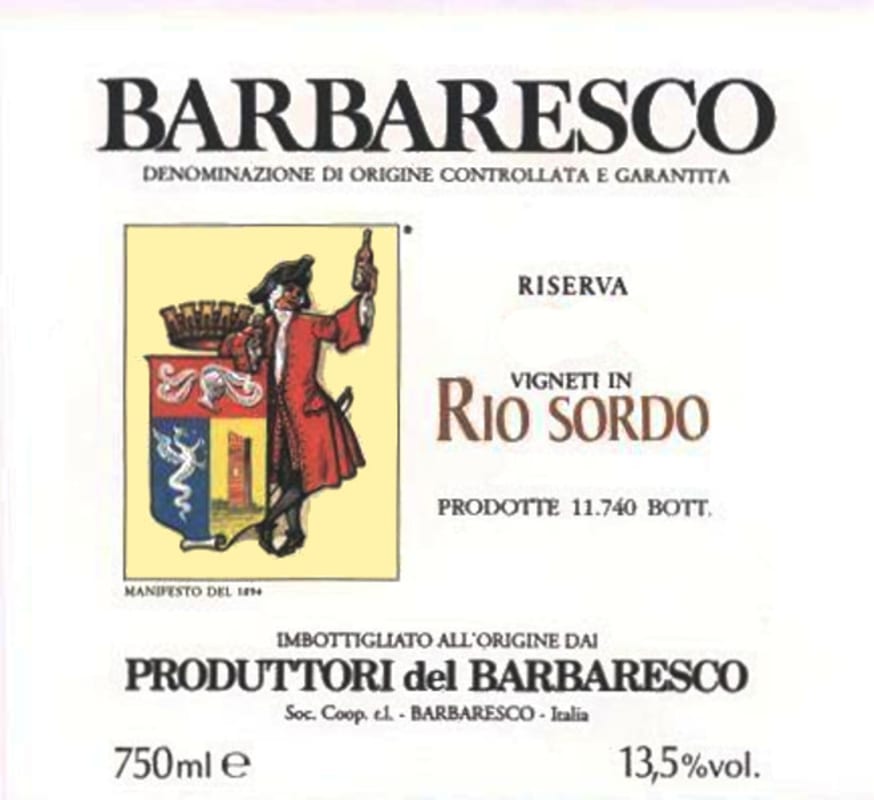Produttori del Barbaresco Barbaresco Rio Sordo Riserva 2004 Front Label