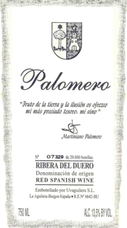 Bodegas Uvaguilera Aguilera Palomero 2004 Front Label