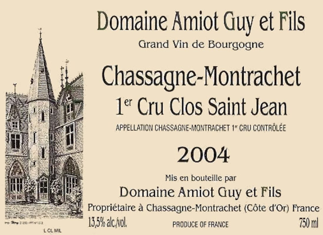 Guy Amiot Chassagne-Montrachet Clos Saint-Jean Premier Cru 2004 Front Label