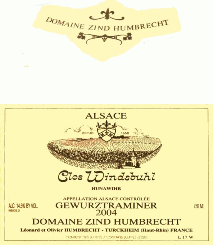 Zind-Humbrecht Clos Windsbuhl Gewurztraminer 2004 Front Label