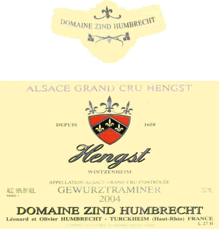 Zind-Humbrecht Hengst Gewurztraminer 2004 Front Label