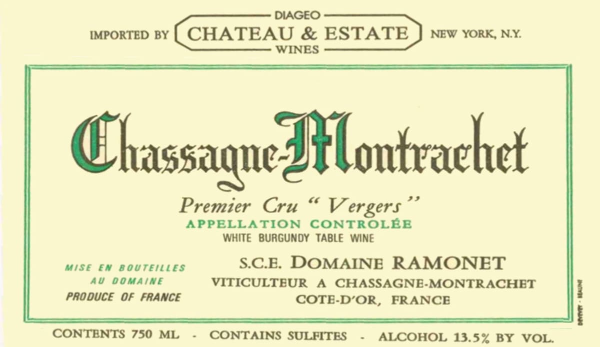 Domaine Jean-Claude Ramonet Chassagne-Montrachet Les Vergers Premier Cru 2004 Front Label