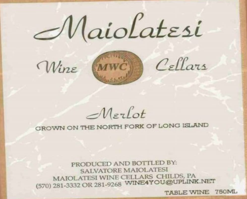 Maiolatesi Wine Cellars Merlot 2012 Front Label