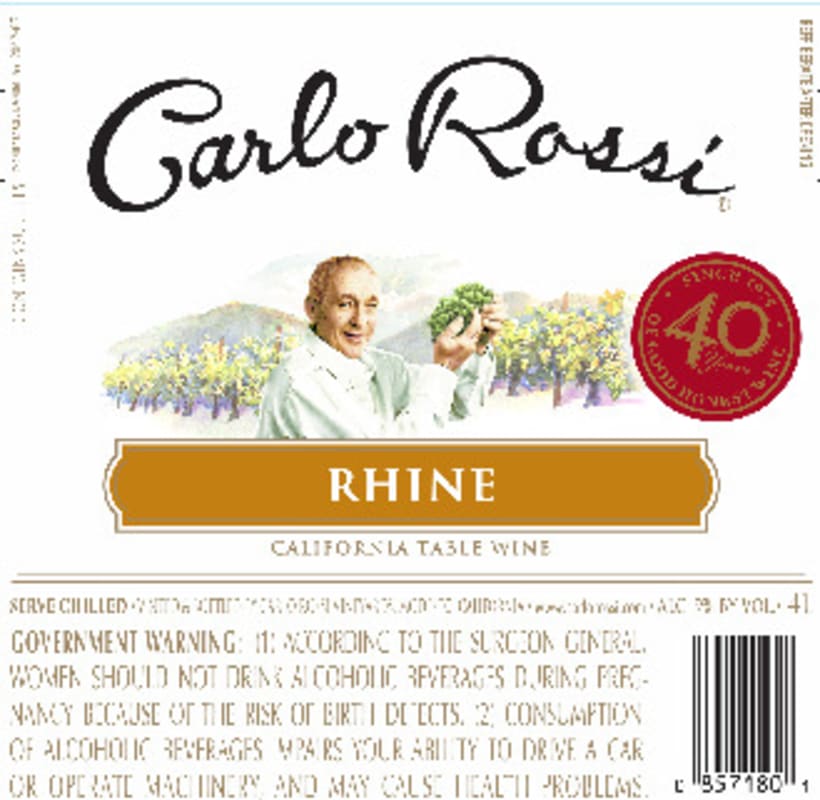 Carlo Rossi Rhine 2011 Front Label