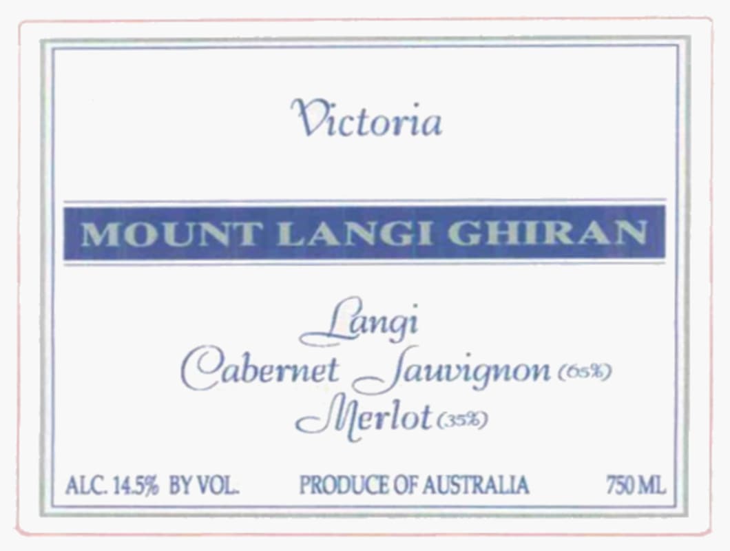 Mount Langi Ghiran Cabernet/Merlot 2005 Front Label