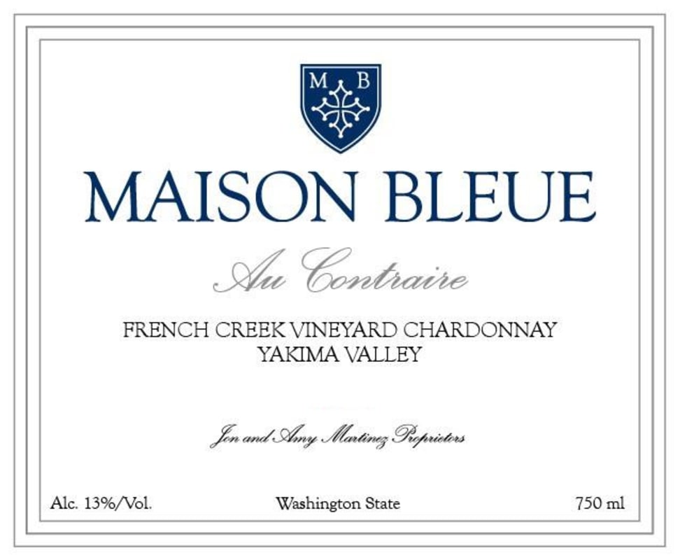 Maison Bleue Winery Au Contraire French Creek Vineyard Chardonnay 2012 Front Label