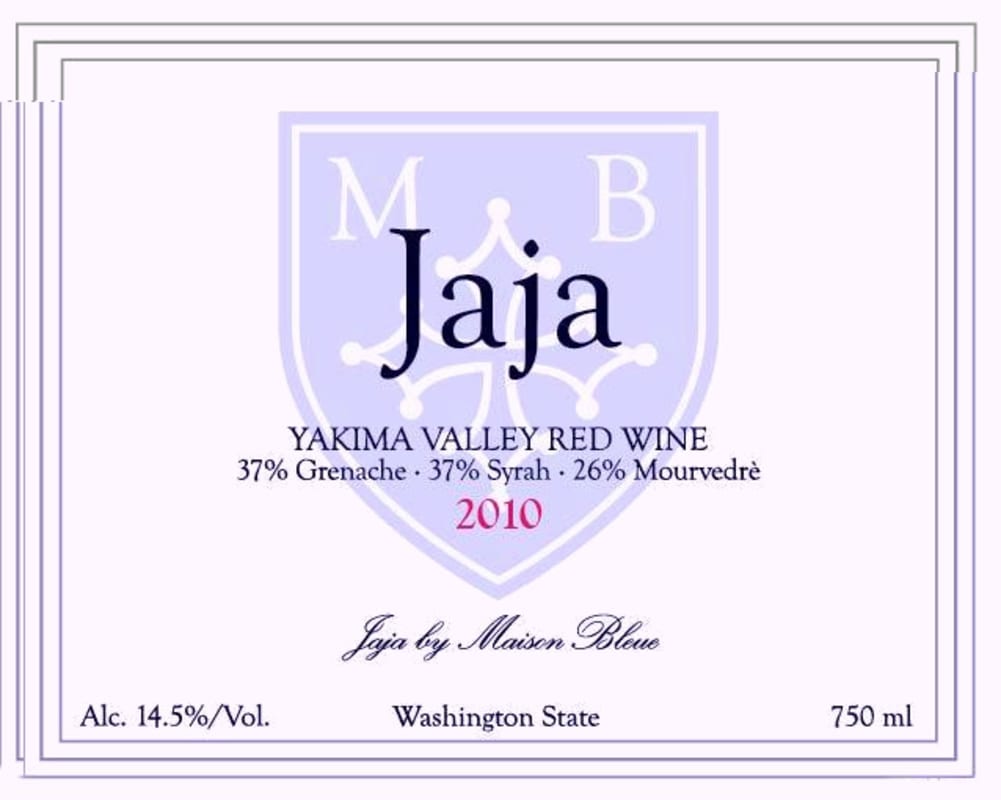 Maison Bleue Winery Jaja 2010 Front Label