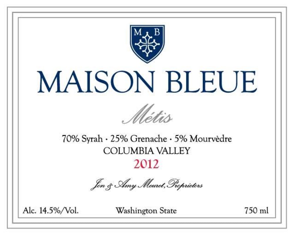 Maison Bleue Winery Metis 2012 Front Label