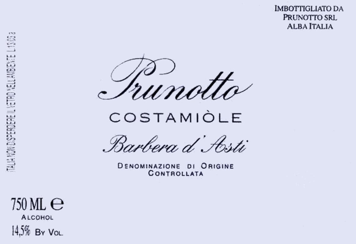 Prunotto Costamiole Barbera d'Asti 2005 Front Label