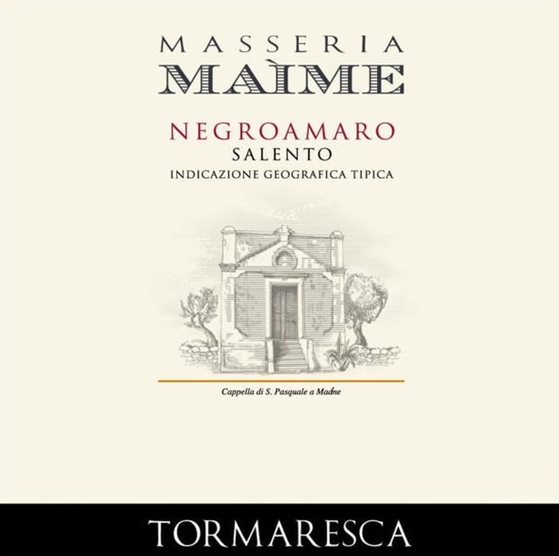 Tormaresca Negroamaro Salento Masseria Maime 2005 Front Label