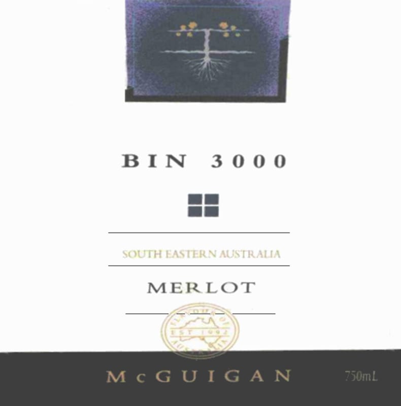 McGuigan Brothers Bin 3000 Merlot 2005 Front Label