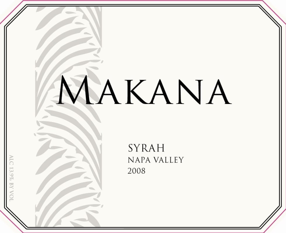 Makana Cellars Syrah 2008 Front Label