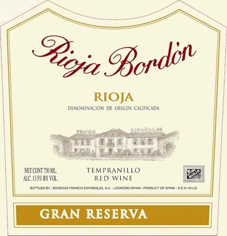 Bodegas Franco-Espanolas Bordon Rioja Gran Reserva 2005 Front Label