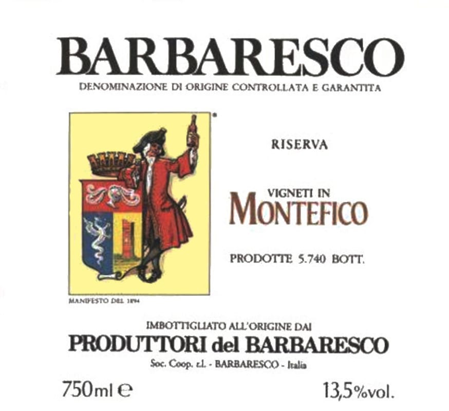 Produttori del Barbaresco Barbaresco Montefico Riserva 2005 Front Label