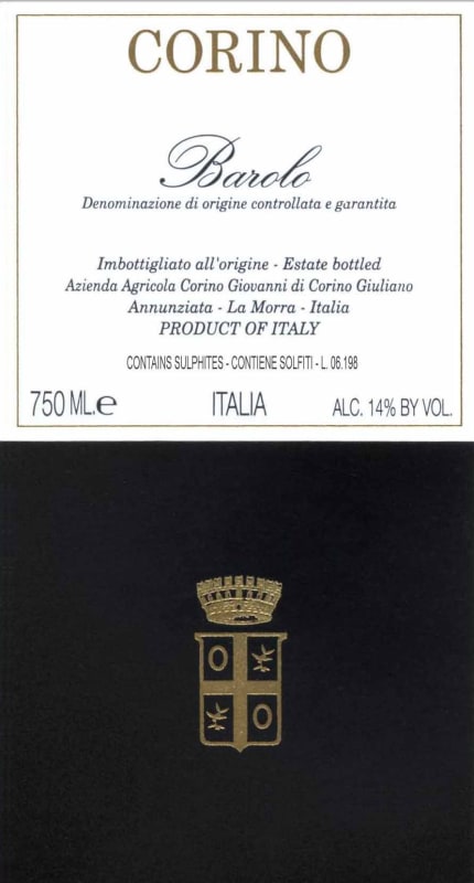 Giovanni Corino Barolo 2005 Front Label
