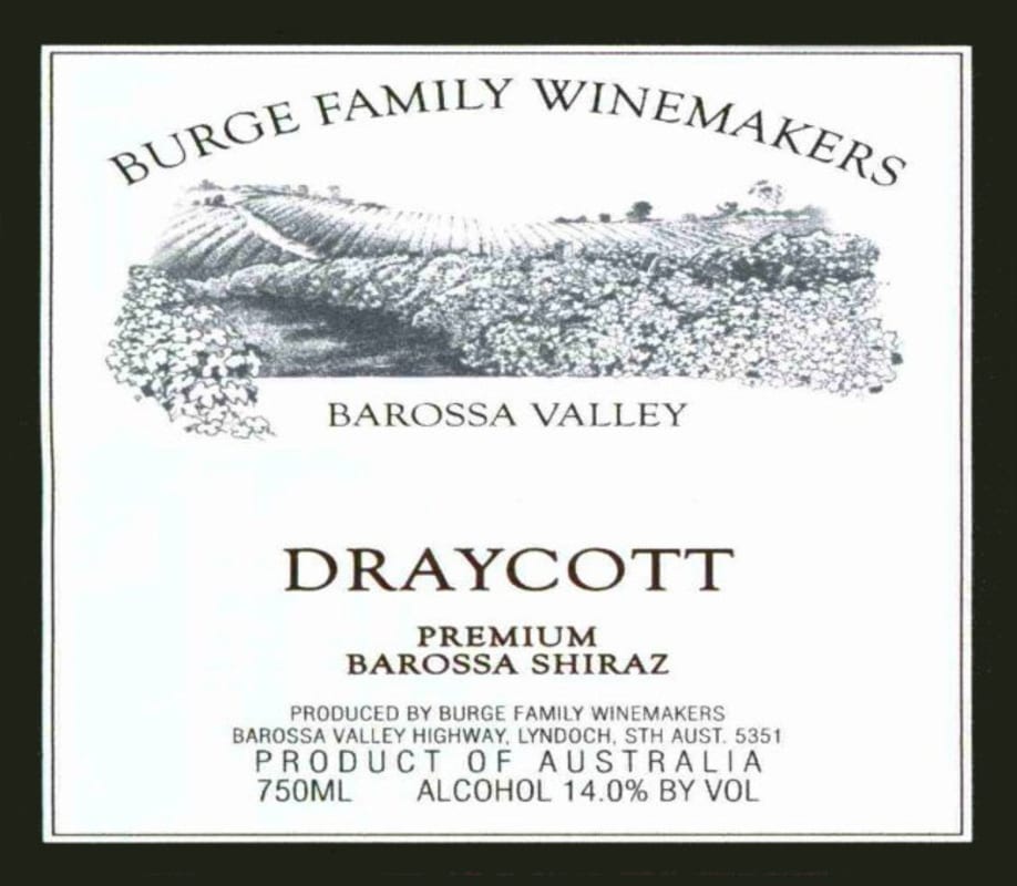 Burge Family Draycott Shiraz 2005 Front Label
