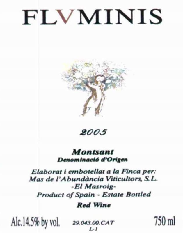 Mas de l'Abundancia Fluminis Montsant 2005 Front Label