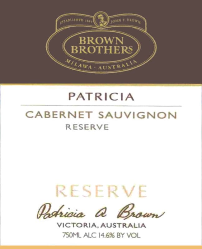 Brown Brothers Patricia Reserve Cabernet Sauvignon 2006 Front Label