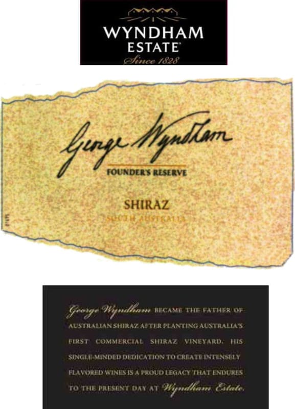 Wyndham George Wyndham Founder's Reserve Shiraz 2006 Front Label