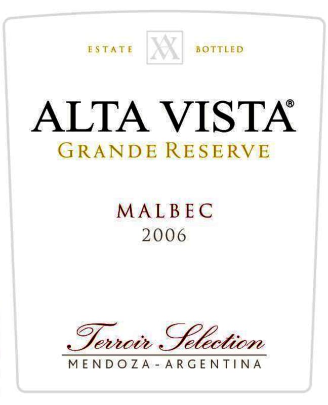 Alta Vista Terroir Selection Grande Reserve Malbec 2006 Front Label
