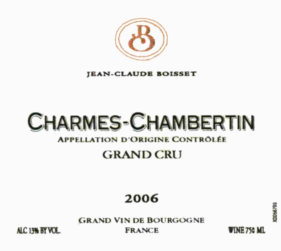 Jean-Claude Boisset Charmes-Chambertin Grand Cru 2006 Front Label