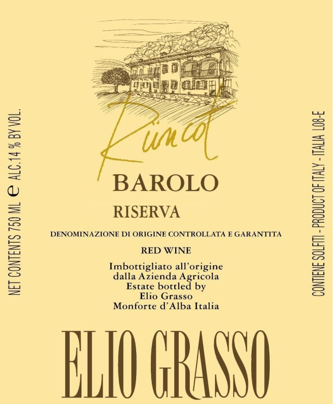 Elio Grasso Barolo Runcot Riserva 2006 Front Label