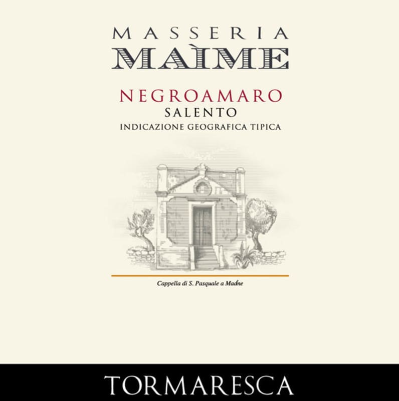 Tormaresca Negroamaro Salento Masseria Maime 2006 Front Label