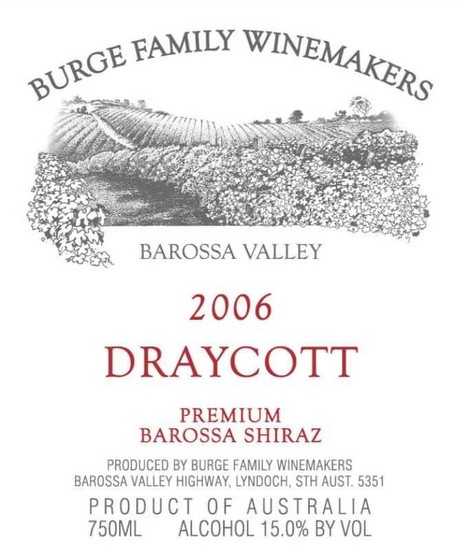 Burge Family Draycott Shiraz 2006 Front Label