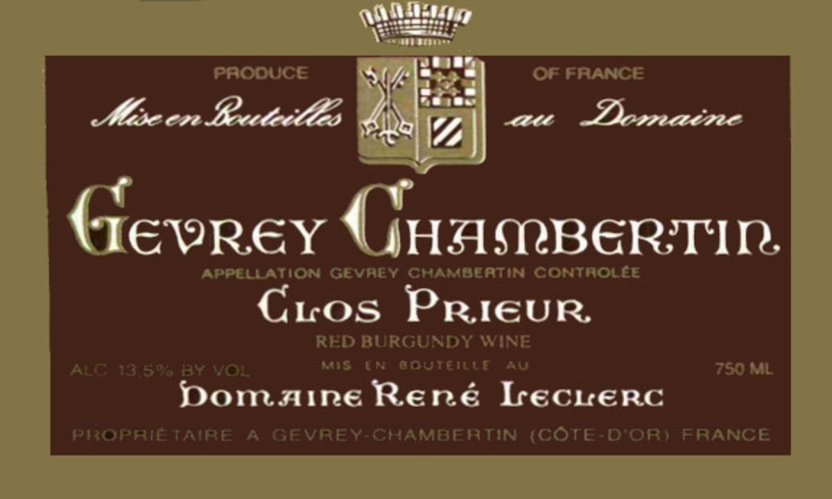 Rene Leclerc Gevrey Chambertin Clos Prieur 2006 Front Label