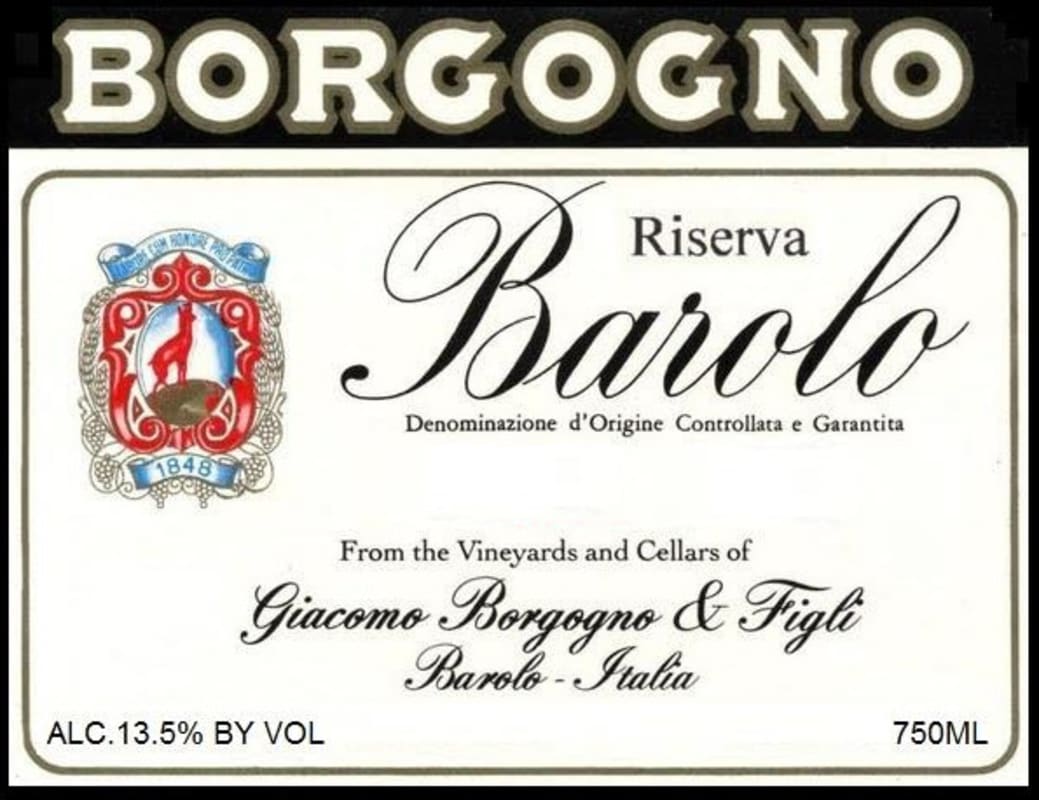 Borgogno Barolo Riserva 2006 Front Label