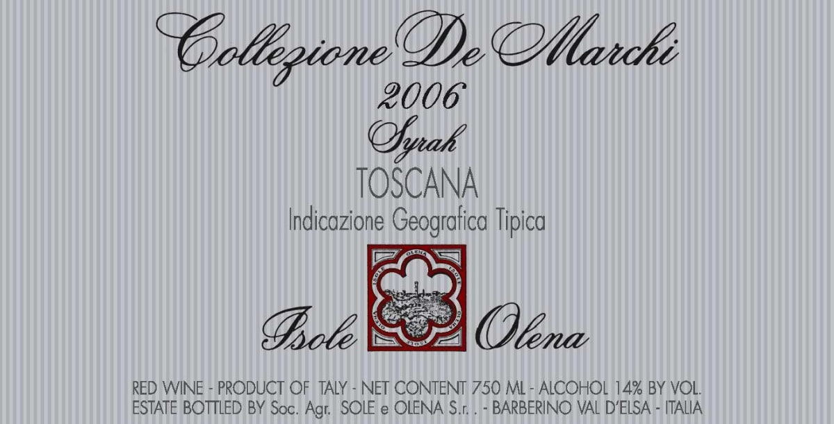 Isole e Olena Syrah 2006 Front Label