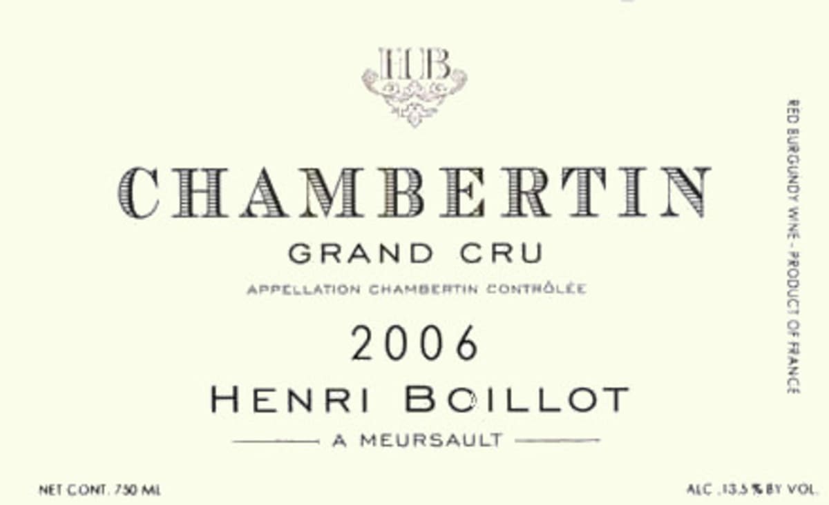 Domaine Henri Boillot Chambertin Grand Cru 2006 Front Label