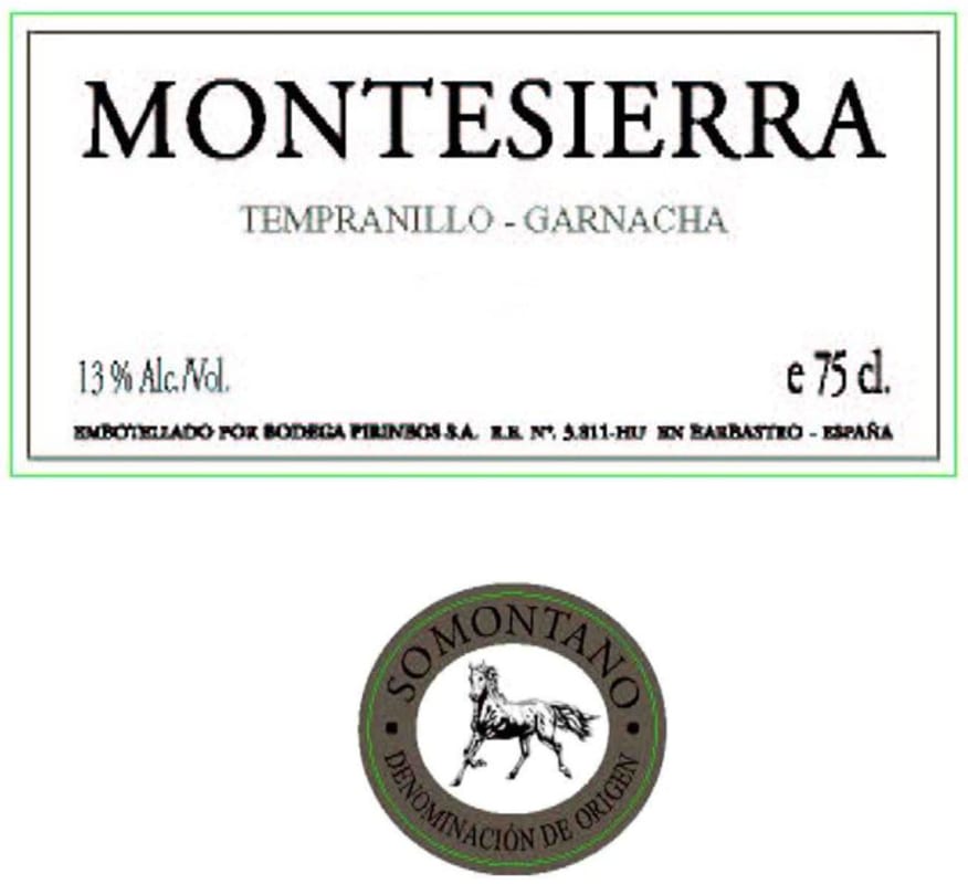 Pirineos Montesierra Tinto 2006 Front Label