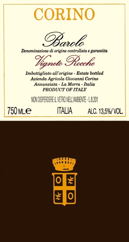 Renato Corino Barolo Vigneto Rocche dell'Annunziata 2006 Front Label