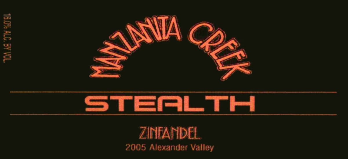 Manzanita Creek Winery Stealth Zinfandel 2005 Front Label
