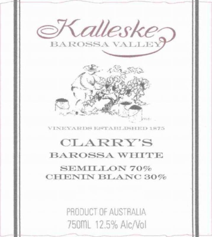 Kalleske Clarry's White 2007 Front Label