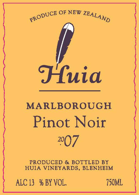 Huia Pinot Noir 2007 Front Label