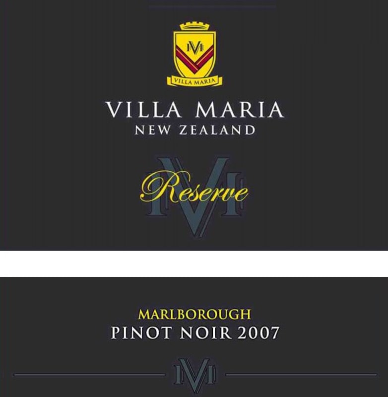 Villa Maria Reserve Pinot Noir 2007 Front Label